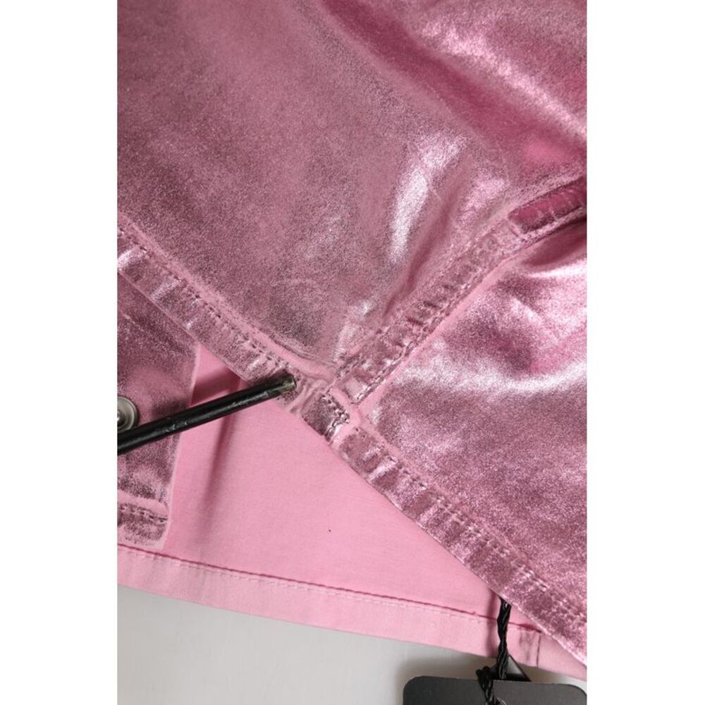 Dolce & Gabbana Pink Cotton Stretch Collared Cropped Women's Jacket